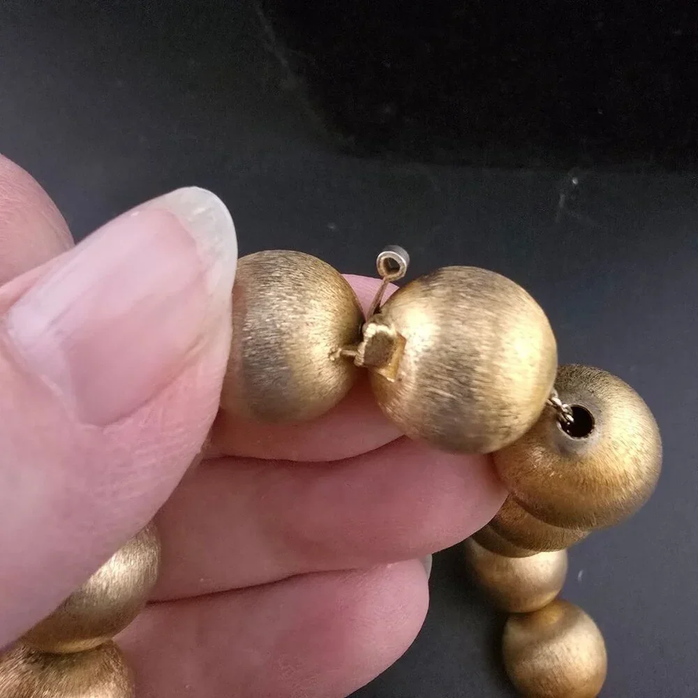 Napier Gold Chunky Beaded Necklace Elegant Brushed Vintage Statement 17" - Picture 8 of 11